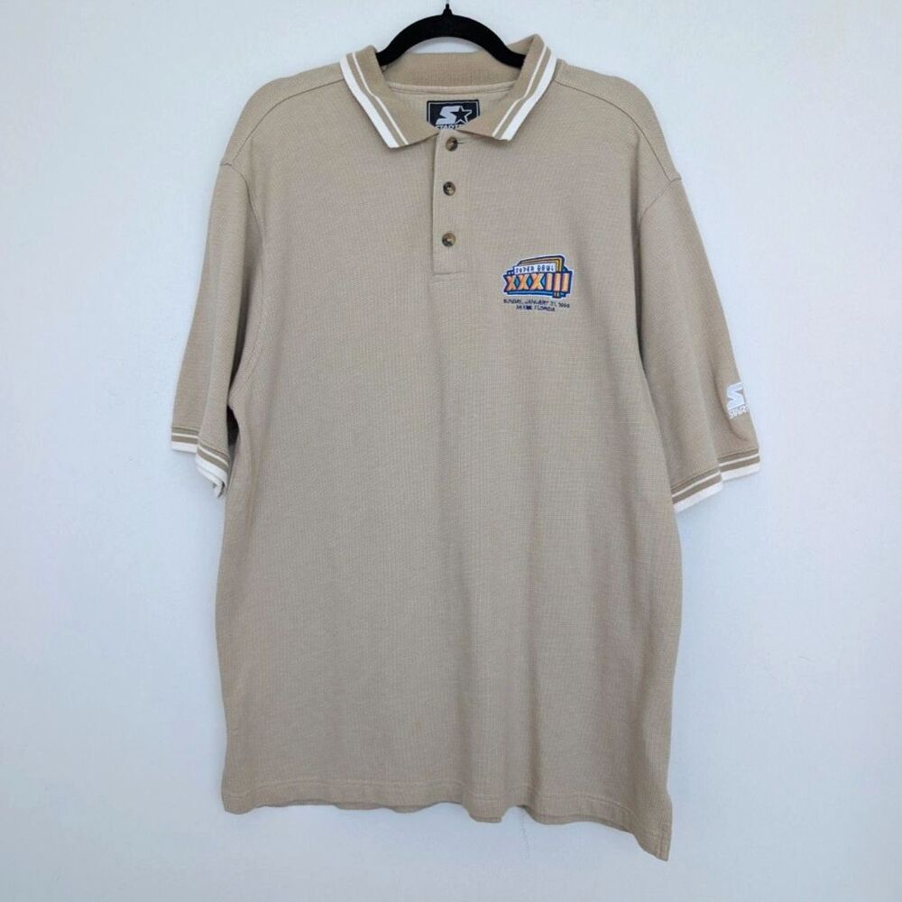 Vintage Starter NFL Superbowl 1999 Embroidered Short Sleeve Polo Shirt Sz L